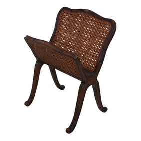 French Louis XV Style Double Cane Mahogany Magazine Rack