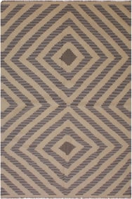 Contemporary Ivory/Grey Hand-Woven Kilim Wool Rug - 5'1 X 7'2