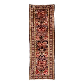 Allover Designed Persian Heriz Wool Runner in Blue and Peach