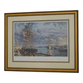 Maritime Heritage Framed Artist Signed Print Seattle Wharf