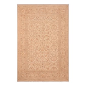 Classic Ziegler Beige Tan Hand-Knotted Wool Rug - 6'2'' X 9'1''