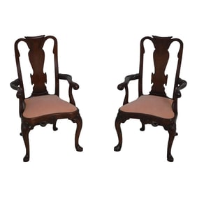 Pair Small Scale Mahogany Decorative Occasional Accent Chairs