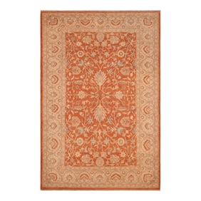 Shabby Chic Ziegler Rust Beige Hand-Knotted Wool Rug - 6'1'' X 9'3''
