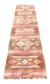 Vintage Geometrical Turkish Kurdish Urfa Kilim Runner 2"²7" × 9"²9"