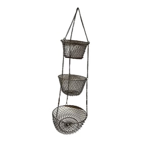 Vintage Collapsible Hanging 3 Tier Metal Baskets