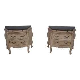 Pair Italian Crackle Finish Commode Nightstands