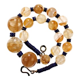 Golden Quartz and Lapis Lazuli Necklace