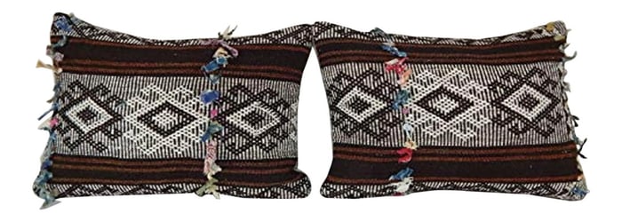 Vintage Goat Hair Anatolian Kilim Pillow Cover - Set of Two