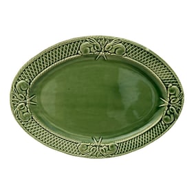 Vintage Bordalo Pinheiro Basketweave Bunny Oval Tray
