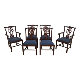 Set of 6 Maitland Smith Chippendale Mahogany Dining Room Chairs