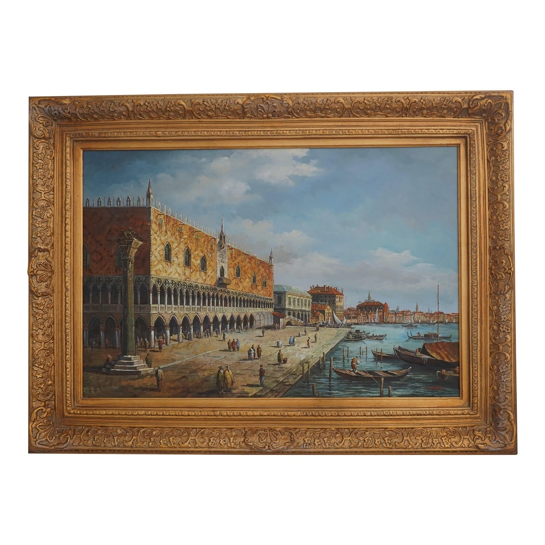 Large Framed Venice Gondola Oil Painting on Canvas (1 of 12)