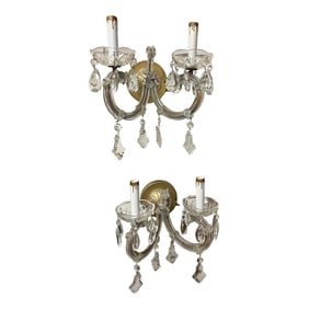1940s Italian Crystal Wall Sconces - a Pair
