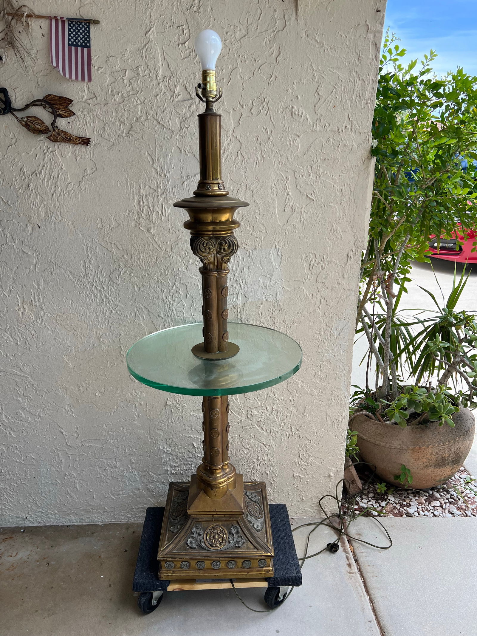 Antique Brass Floor Table Lamp - 2