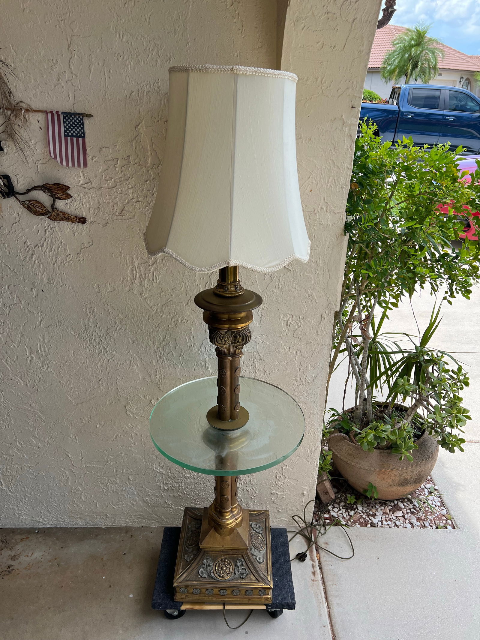 Antique Brass Floor Table Lamp - 3