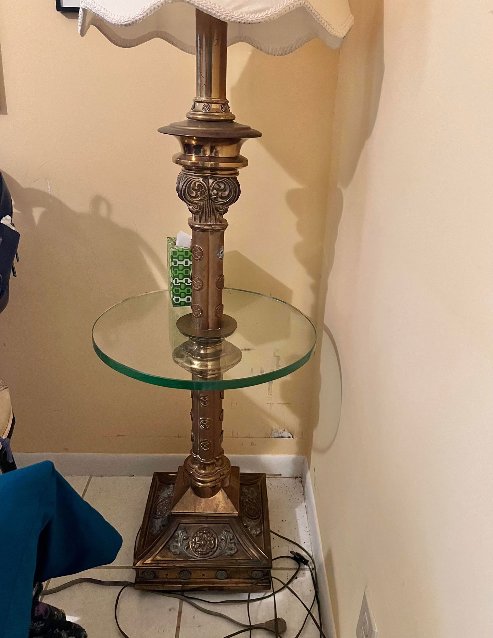 Antique Brass Floor Table Lamp - 4