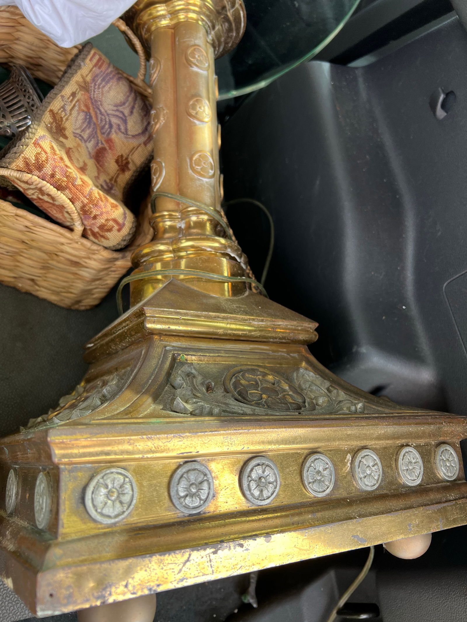 Antique Brass Floor Table Lamp - 5