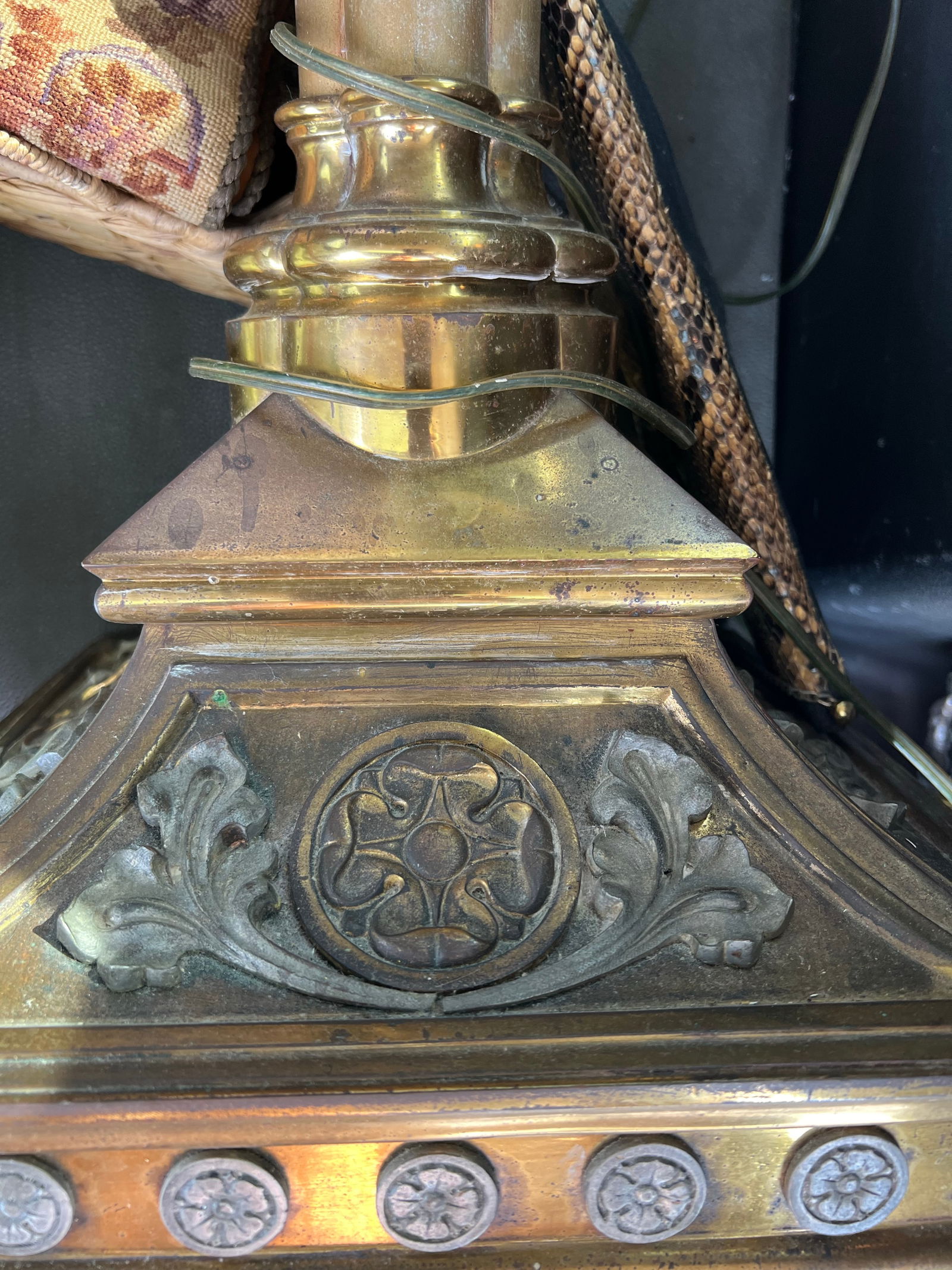 Antique Brass Floor Table Lamp - 6