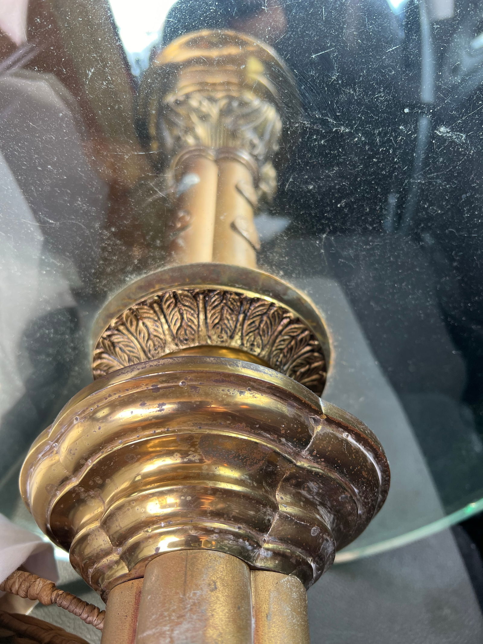 Antique Brass Floor Table Lamp - 7