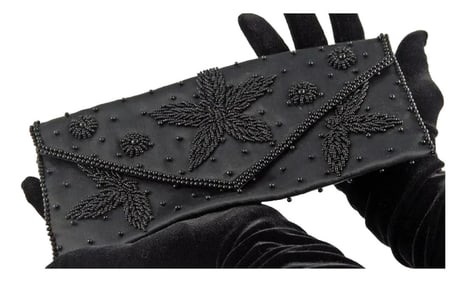 Vintage Debbie Black Satin Evening Clutch
