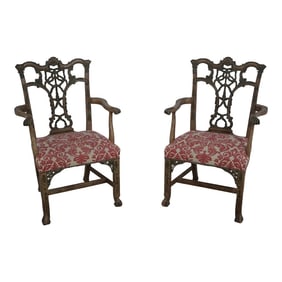 Pair Hickory Chair Georgian Style Painted Armchairs