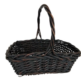 1970s Black Twisted Vine Basket With Handle