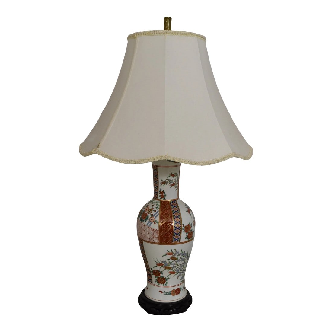 1990s Chinese Style Porcelain Table Lamp With Shade (1 of 9)