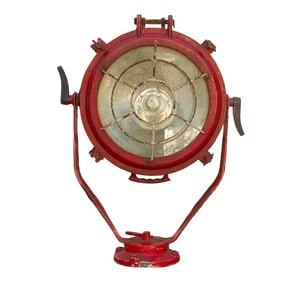 Antique Industrial Red Ship Lantern