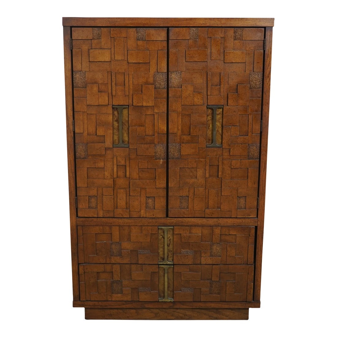 Vintage Brutalist Chest in the Manner of Paul Evans: Age: Approx: 50 Years Old Details: Modern Style Recessed Drawer Pulls Mid Century Modern Brutalist Style Original Laminate Top Paul Evan Design Un-Marked As To Manufacture Condition: Excellent Origina