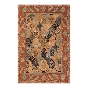Classic Ziegler Blue Brown Hand-Knotted Wool Rug - 6'1'' X 8'9''