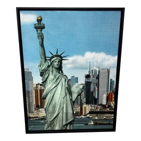 Large Contemporary Nostalgic Painting Iconic New York Neoclassical Statue Liberty, Framed