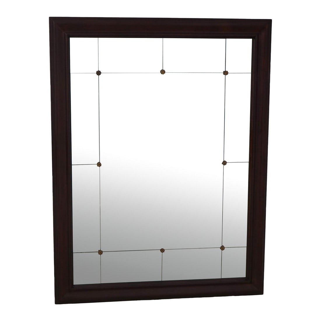 Rectangular Mahogany Glass Mirror: Age: Approx: 20 Years Old Details: Quality Construction Nice Multi Panel Mirror w. Applied Decorative Mounts Solid Mahogany Frame Condition: Excellent Clean Original Finish & Condition Size: 33w x 2d