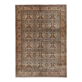 Vintage Animal Garden Turkish Oushak Rug With Rich Border 6'6'' X 9'3''