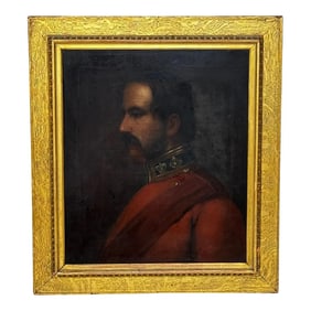 British 19th Century Military Oil Painting Portrait Red Coat Victorian Officer Lieutenant Colonel