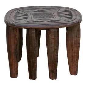 Rustic Charming Carved African Side Table