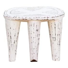 Carved White Nomad Nupe Stool