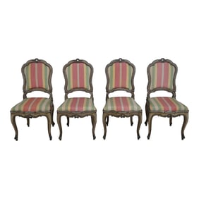 Set of 4 Vintage French Louis XV Chrome Dining Chairs
