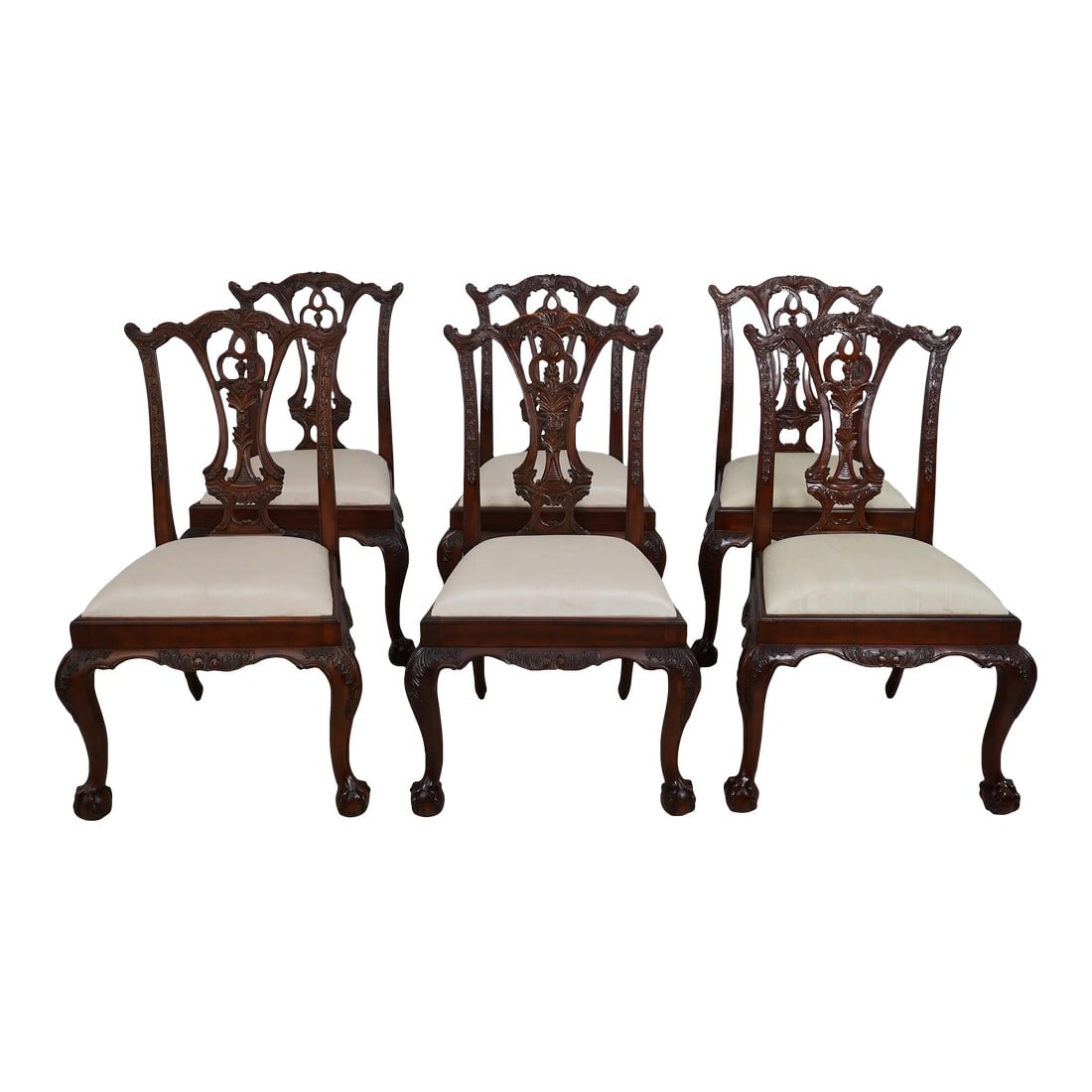 Set of 6 Maitland Smith Ball & Claw Mahogany Dining Room Chairs: Age: Approx: 20 Years Old Details: Ball & Claw Feet Quality Construction 18 C. Design Chippendale Style Traditional Style Ornate Carved Backs Offered @ Fraction Original Retail Cost Condition: Excelle