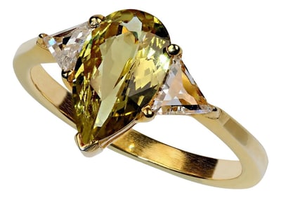 Captivating Chrysoberyl and Diamond in Gold Rhodium on Sterling Silver Ring Size 8
