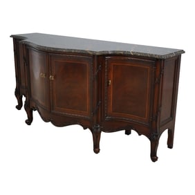 Ej Victor French Marble Top Walnut Credenza