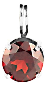 Round 10mm Red Garnet and Sterling Silver Pendant