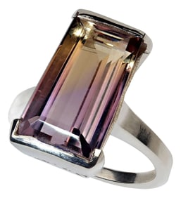 10 Carat Awesome Ametrine Trapezoid Sterling Silver Ring