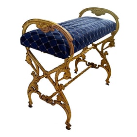 1900s Maison Jansen Style French Swan Cast Iron Bench