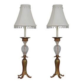 Pair Tyndale Metal Base Crystal Table Lamps