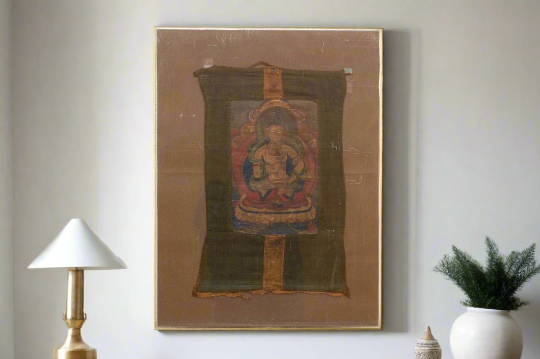 Antique Whispers of Enlightenment Tibetan Thangka - 2