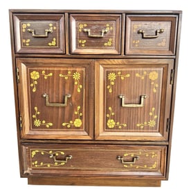 Mid 20th Century Mid Century, Vintage Hand Painted Wood Jewelry Box