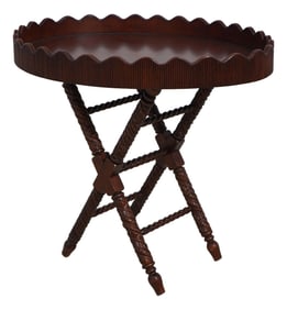 Caribbean Style Carved Mahogany Tray Top Serving Table