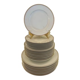 1980"s - 2002 Mikasa "Trousdale" Ivory China With Gold Trim Dinnerware - a Set of 24 Pieces