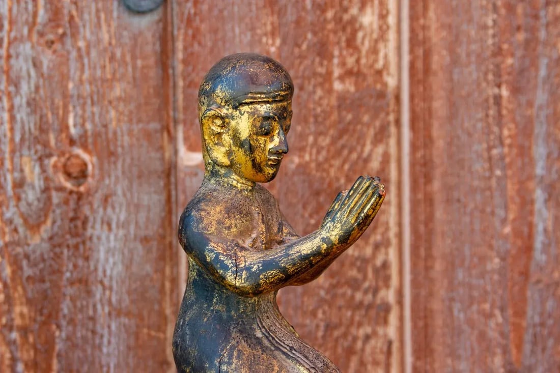 Antique Kneeling Praying Monk - 4