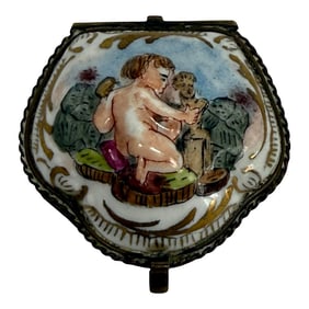 Late 19th Century Capodimonte Porcelain Hand-Painted Pentagon Shape Trinket Box