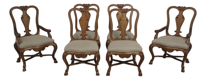 Set of 6 Venetian Style Gold Finish Dining Room Chairs